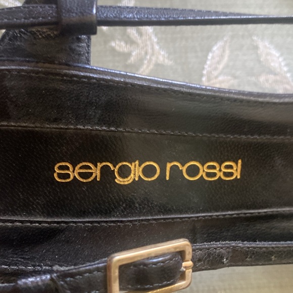 SERGIO ROSSI VINTAGE BLACK AUTHENTIC ITALIAN LEATHER SLINGBACK PUMPS SIZE 39.5 - Picture 10 of 13